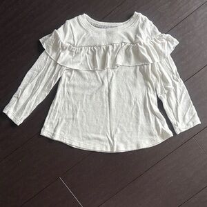 Cat & Jack White Long Sleeve Ruffle Tee